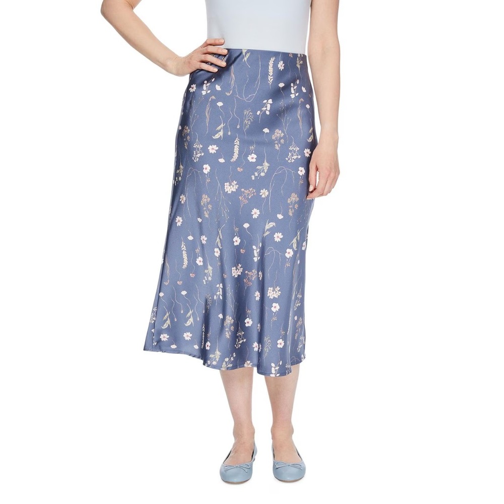 George Asymmetrical Blue Floral Skirt